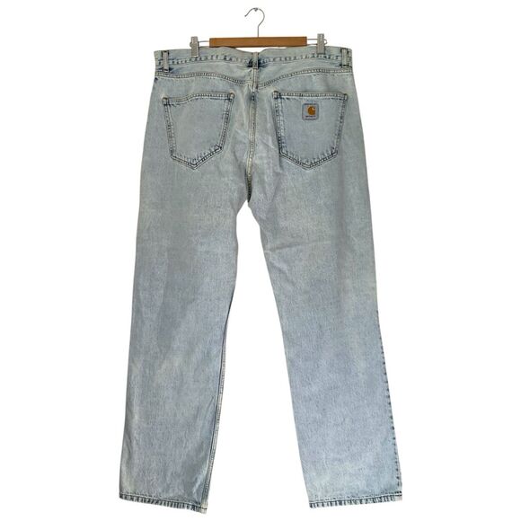 Carhartt Jeans Men 38x32 Light Acid Wash Denim Nolan Pant Workwear USA Classic - Picture 2 of 9